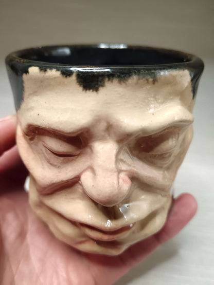 Grumpy Face Mini Pot / Tumbler - Handmade Ceramic Pot & Drinkware
