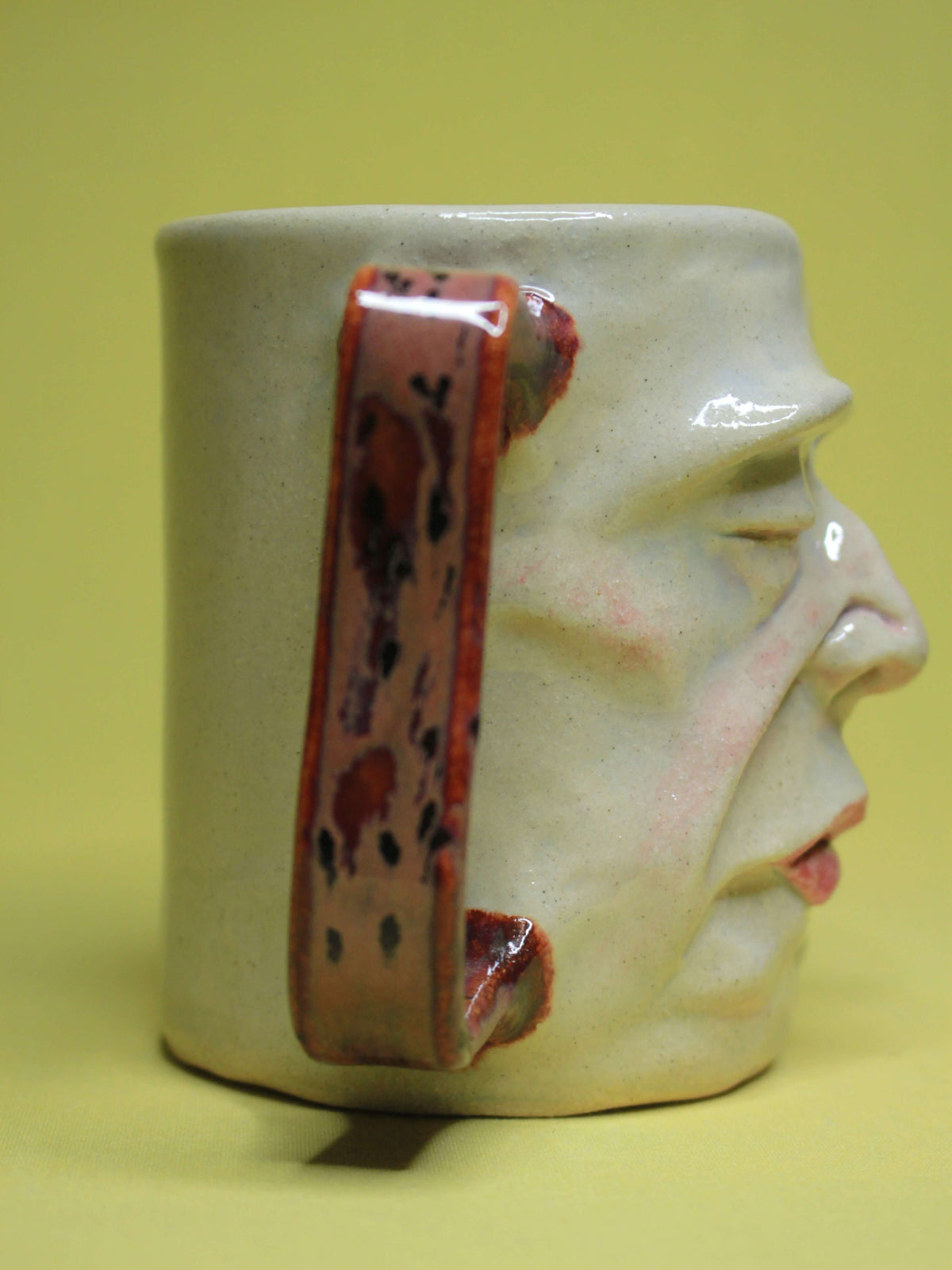 Half Asleep Herbert Face Mug - Quirky Hand Sculpted Ceramic Tankard / Large Mug