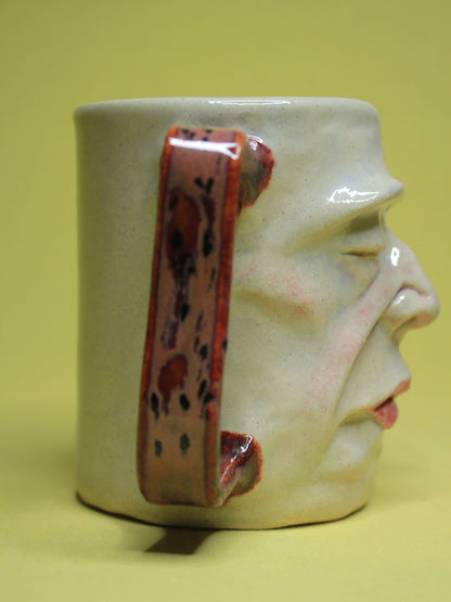 Half Asleep Herbert Face Mug - Quirky Hand Sculpted Ceramic Tankard / Large Mug