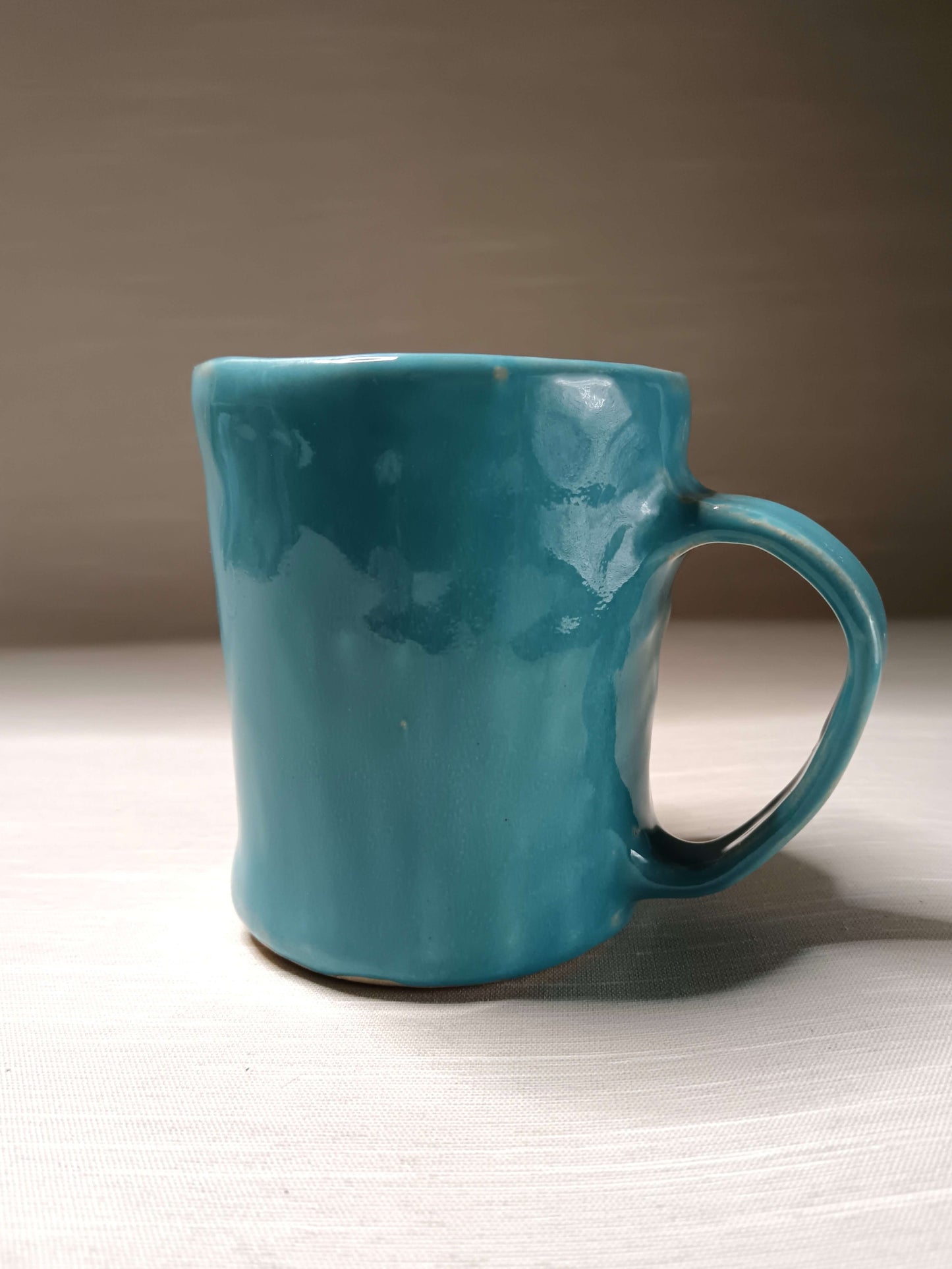 Quirky Hand Sculpted Blue Face Mug - Handmade Ceramic Character Drinkware