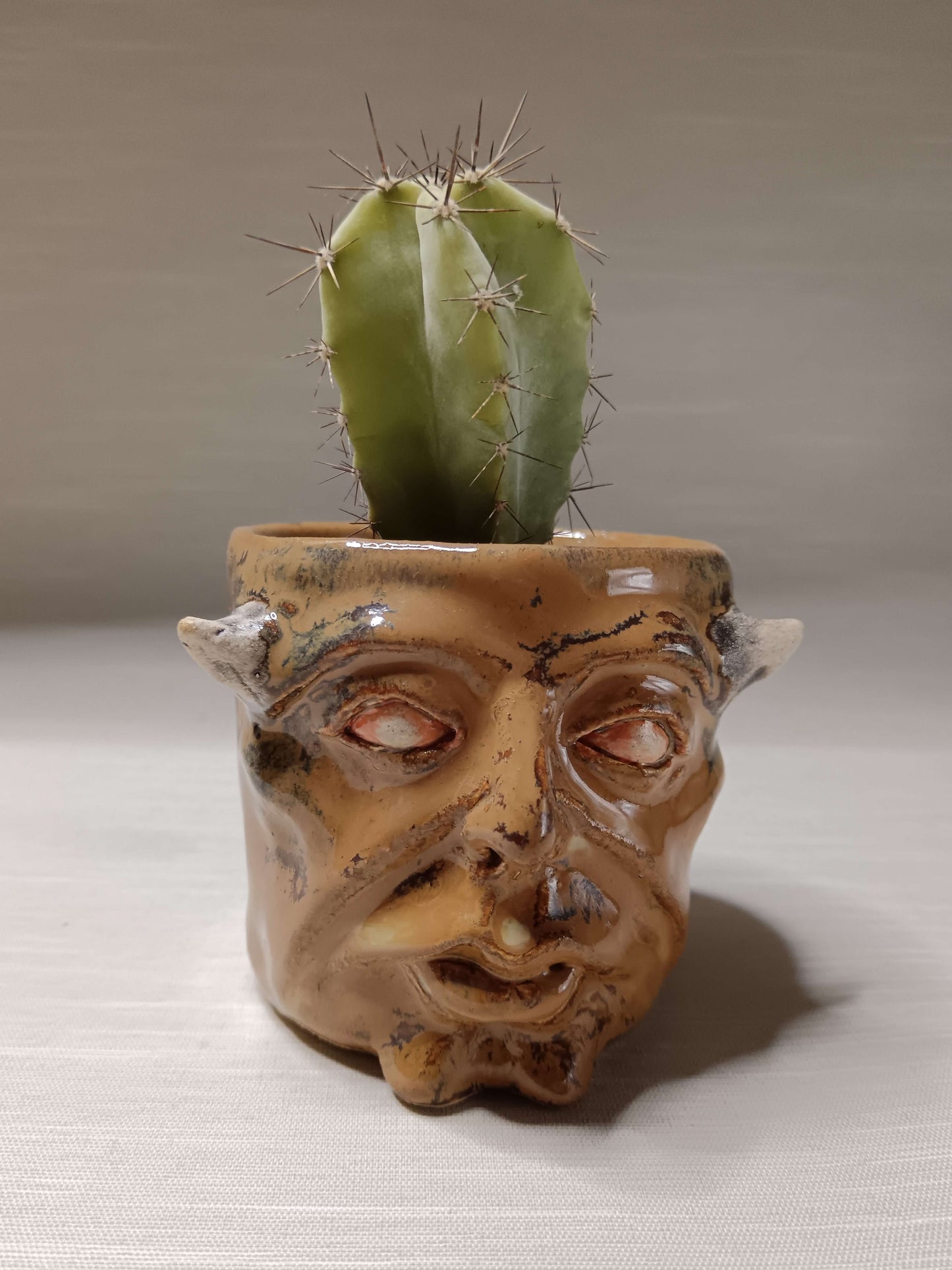Brown Devil Mini Pot / Tumbler - Handmade Ceramic Pot & Drinkware