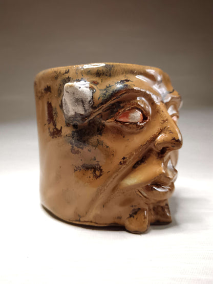 Brown Devil Mini Pot / Tumbler - Handmade Ceramic Pot & Drinkware