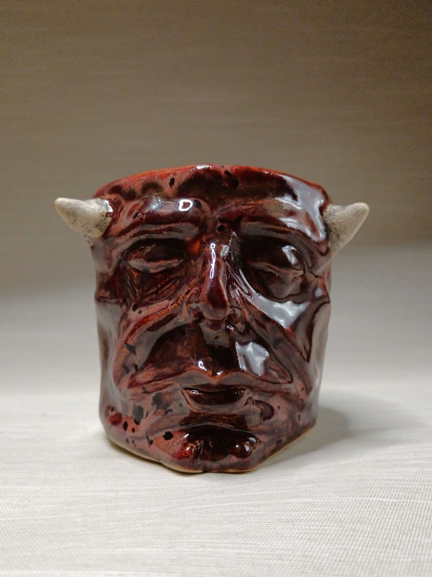 Red Devil Mini Pot / Tumbler - Handmade Ceramic Pot & Drinkware
