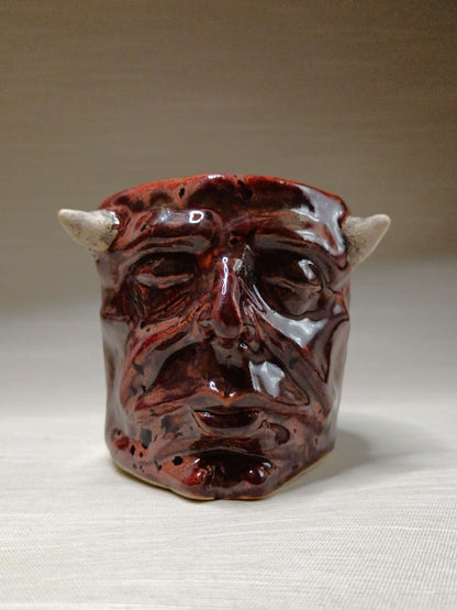 Red Devil Mini Pot / Tumbler - Handmade Ceramic Pot & Drinkware