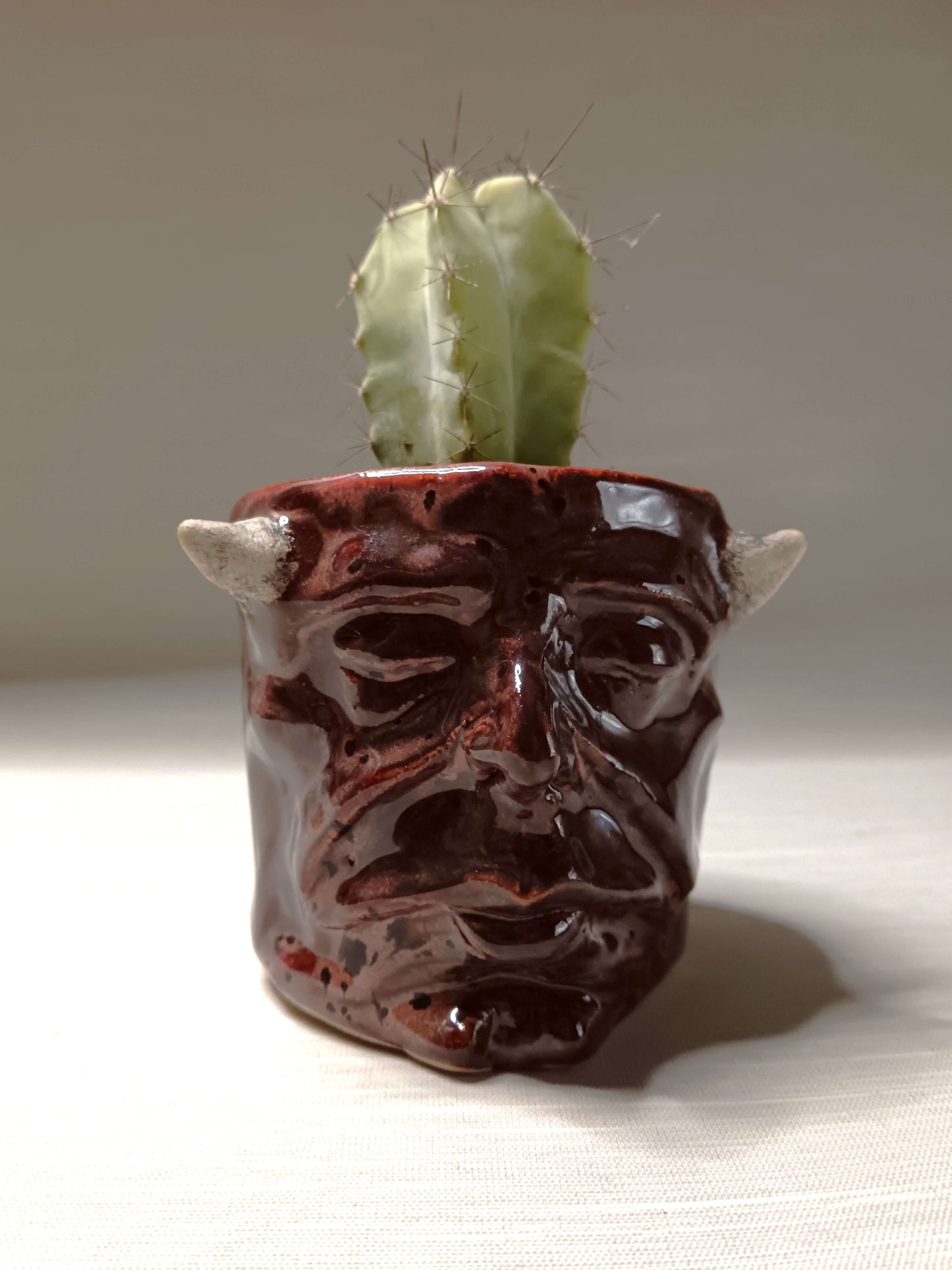 Red Devil Mini Pot / Tumbler - Handmade Ceramic Pot & Drinkware