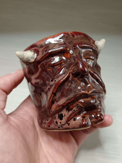 Red Devil Mini Pot / Tumbler - Handmade Ceramic Pot & Drinkware