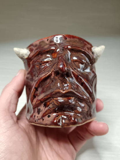 Red Devil Mini Pot / Tumbler - Handmade Ceramic Pot & Drinkware