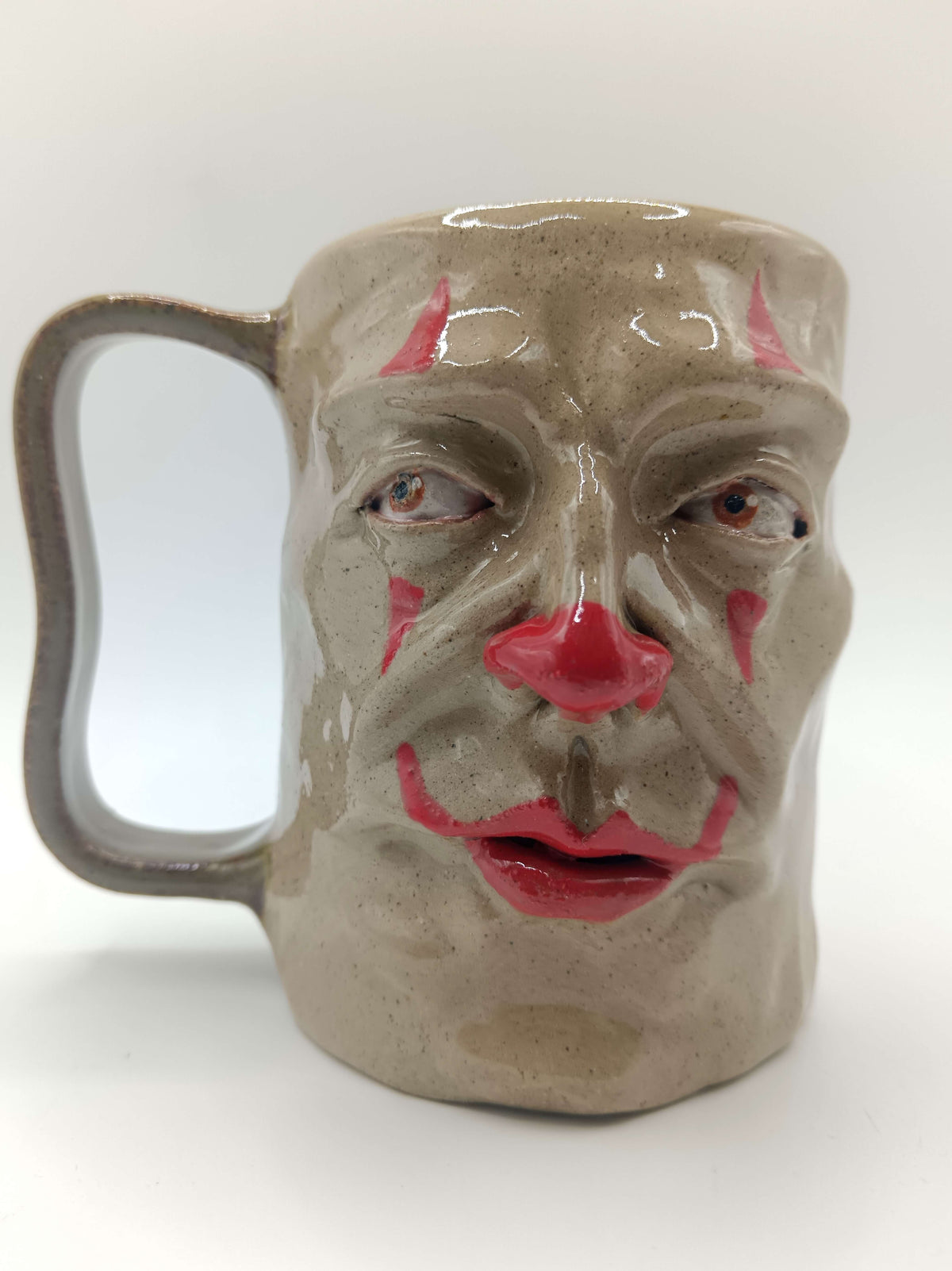 Side-Eye Clown Face Tankard / Large Mug - Handmade Ceramic Drinkware