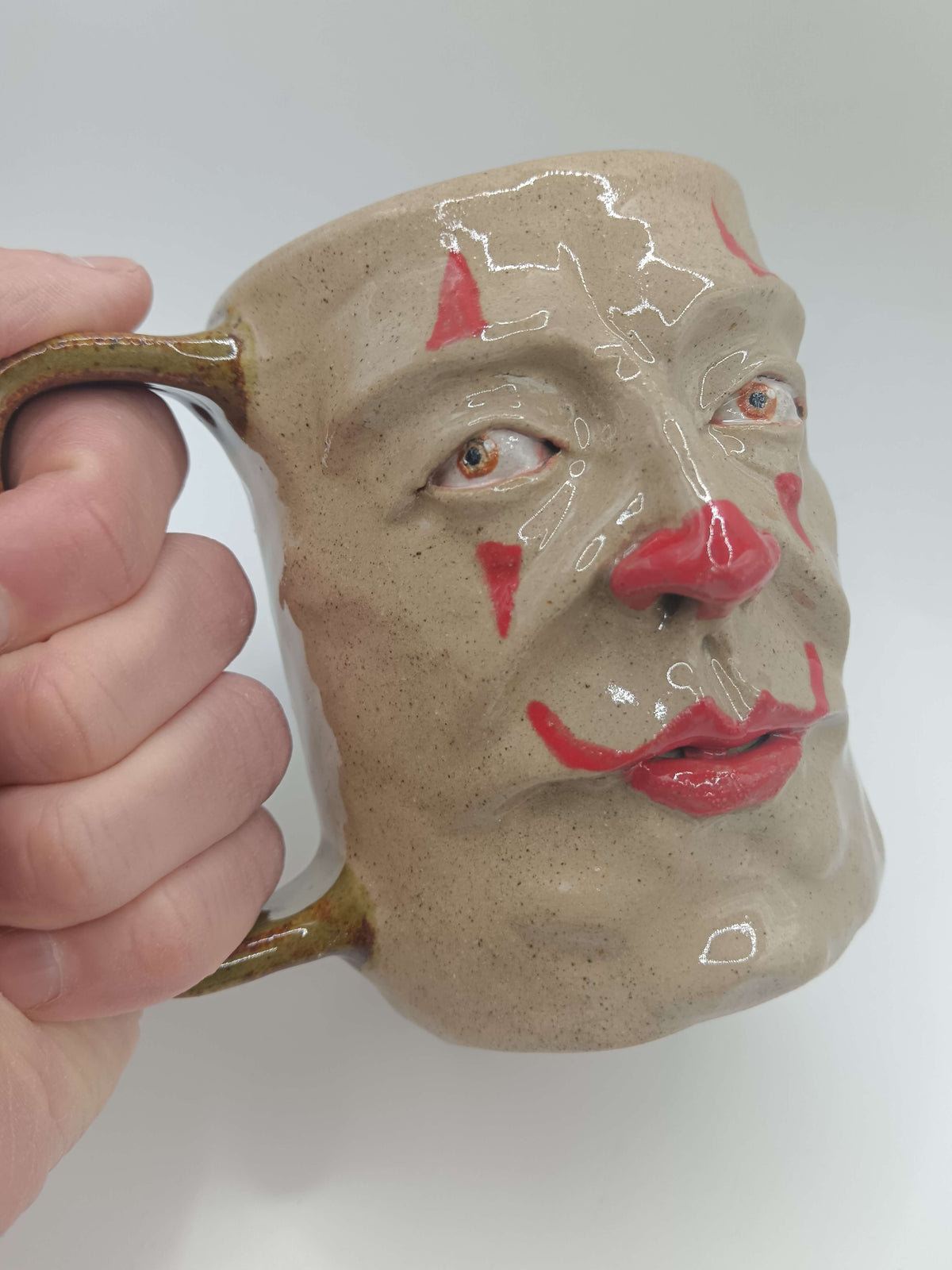 Side-Eye Clown Face Tankard / Large Mug - Handmade Ceramic Drinkware