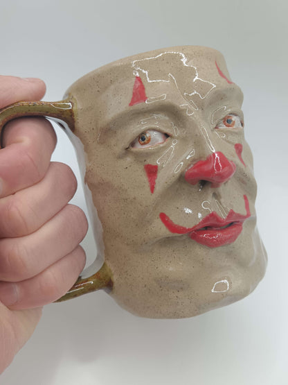 Side-Eye Clown Face Tankard / Large Mug - Handmade Ceramic Drinkware