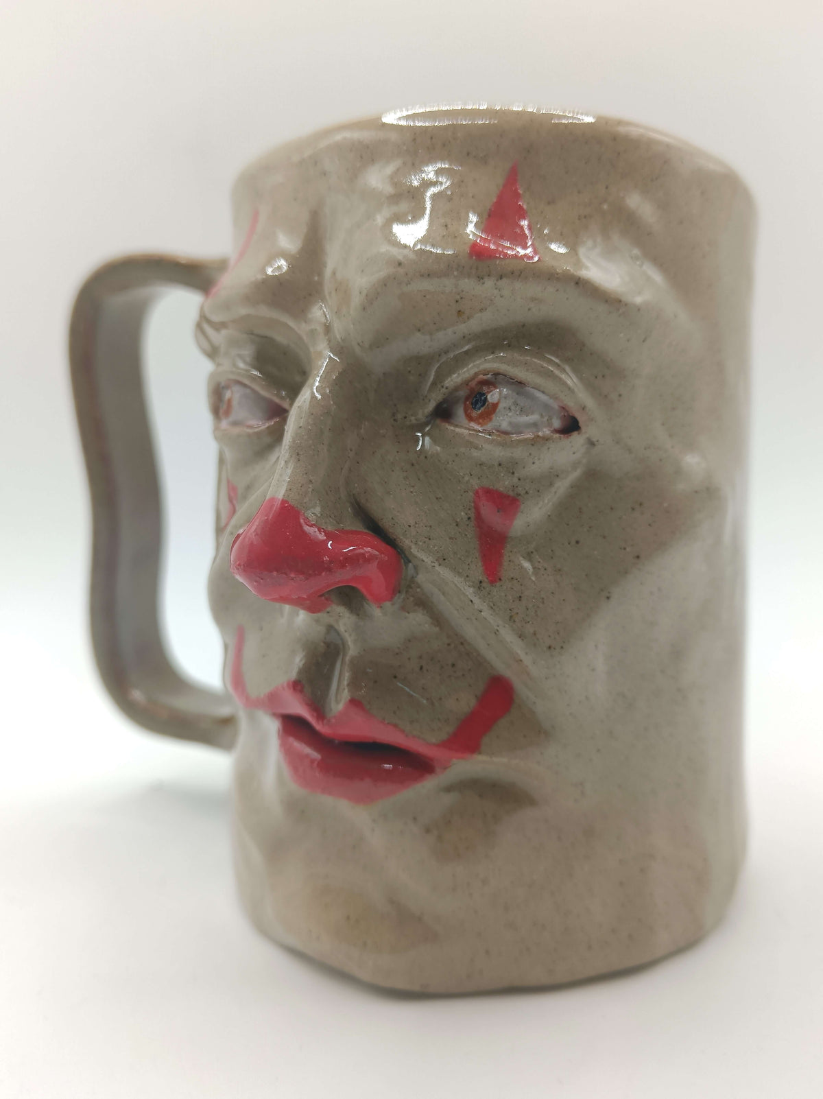 Side-Eye Clown Face Tankard / Large Mug - Handmade Ceramic Drinkware