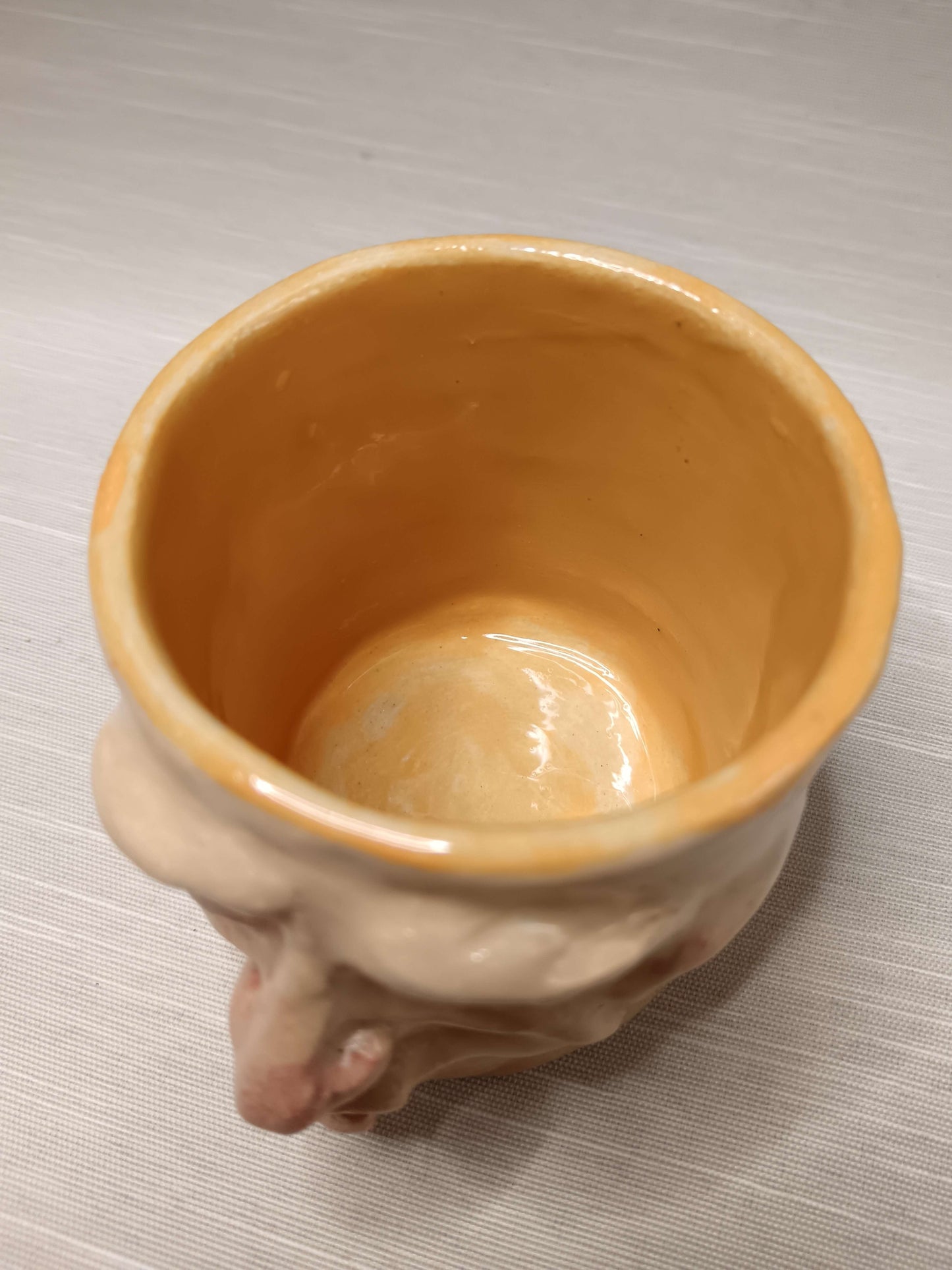 Yellow Kissing Face Mini Pot / Tumbler - Handmade Ceramic Pot & Drinkware