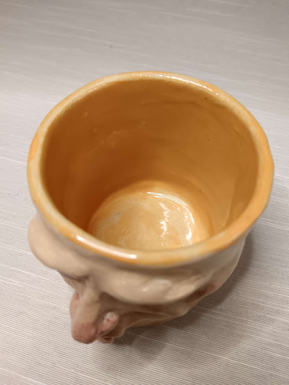 Yellow Kissing Face Mini Pot / Tumbler - Handmade Ceramic Pot & Drinkware