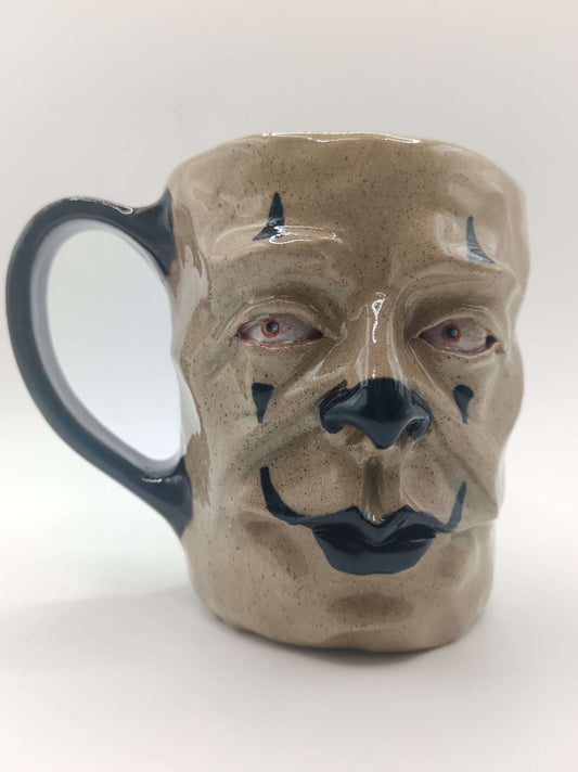 Black Clown Face Mug - Weird Handmade Ceramic Mug