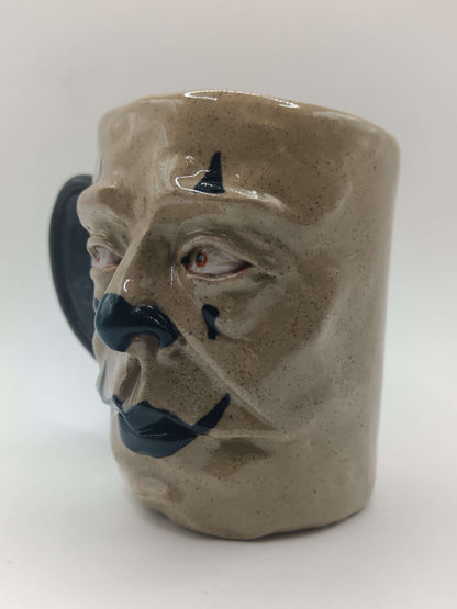 Black Clown Face Mug - Weird Handmade Ceramic Mug