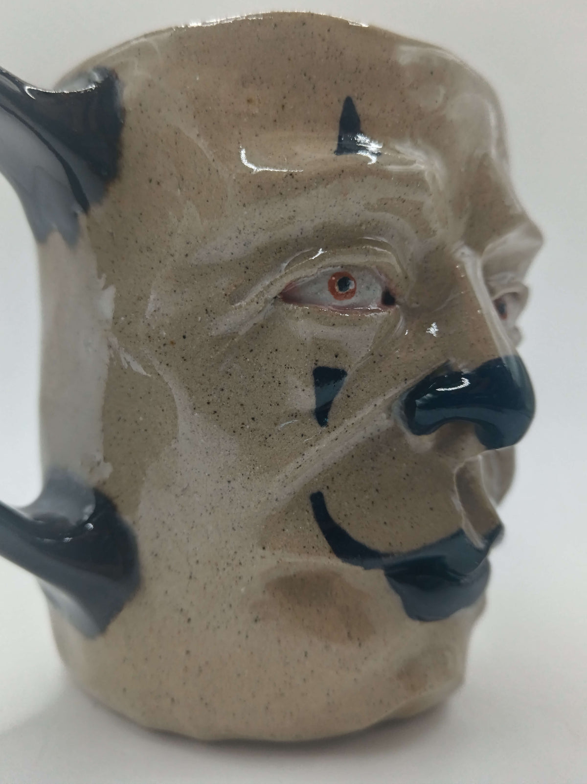 Black Clown Face Mug - Weird Handmade Ceramic Mug