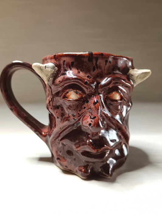 Strange Red Devil Mug - Weird Handmade Ceramic Monster Mug