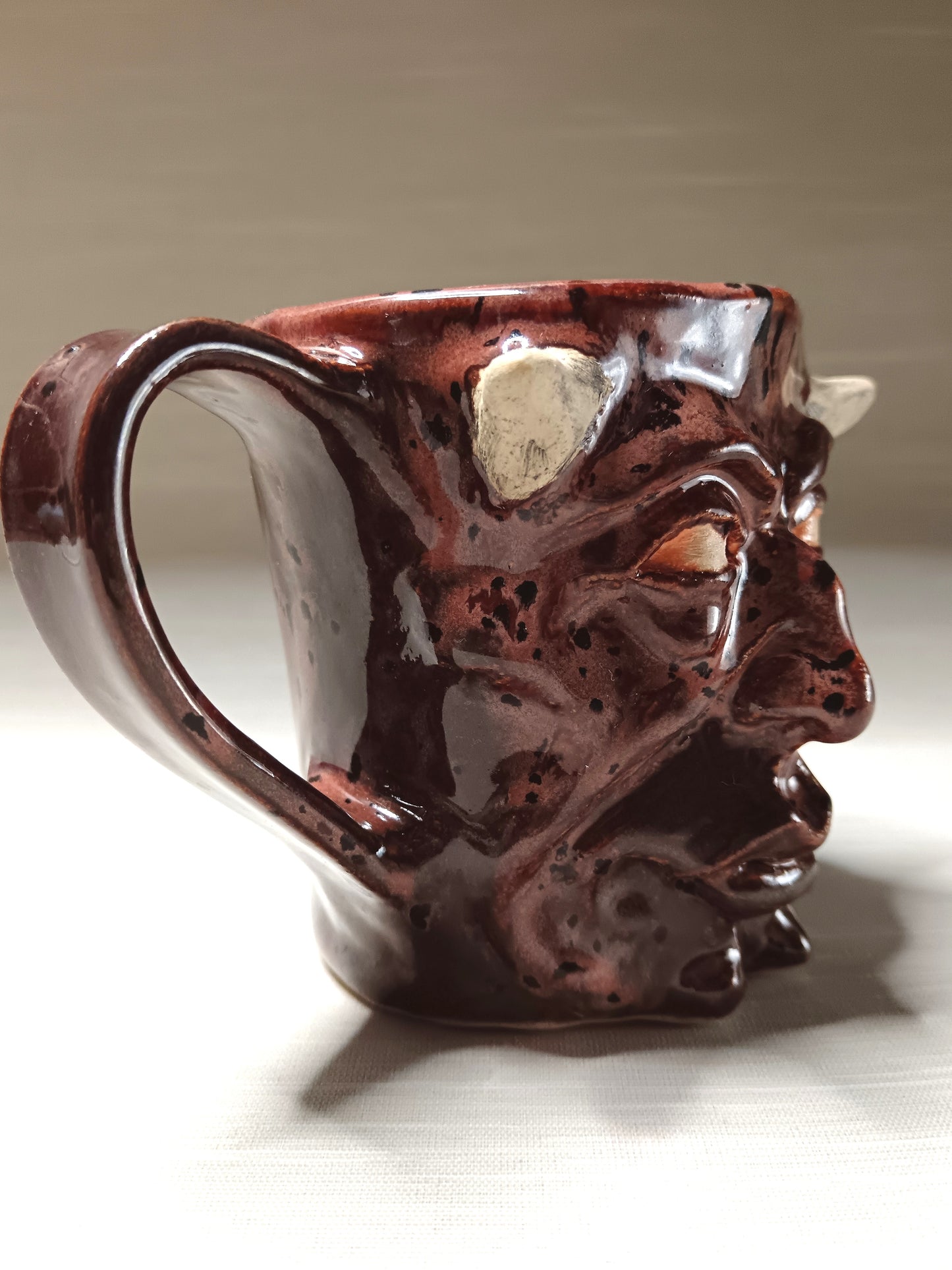 Strange Red Devil Mug - Weird Handmade Ceramic Monster Mug