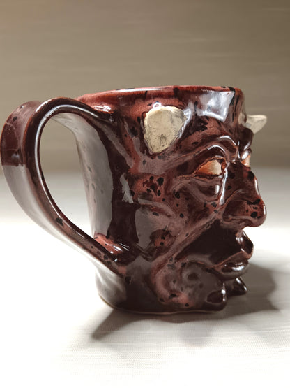 Strange Red Devil Mug - Weird Handmade Ceramic Monster Mug