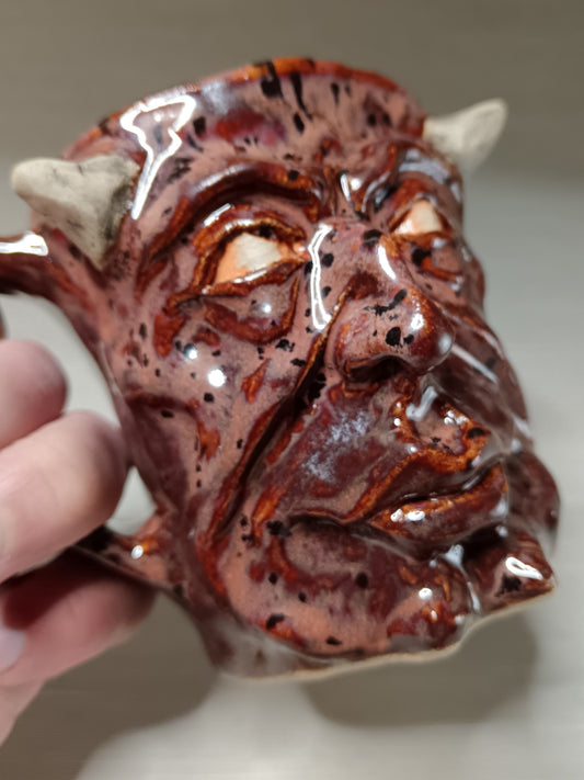 Strange Red Devil Mug - Weird Handmade Ceramic Monster Mug