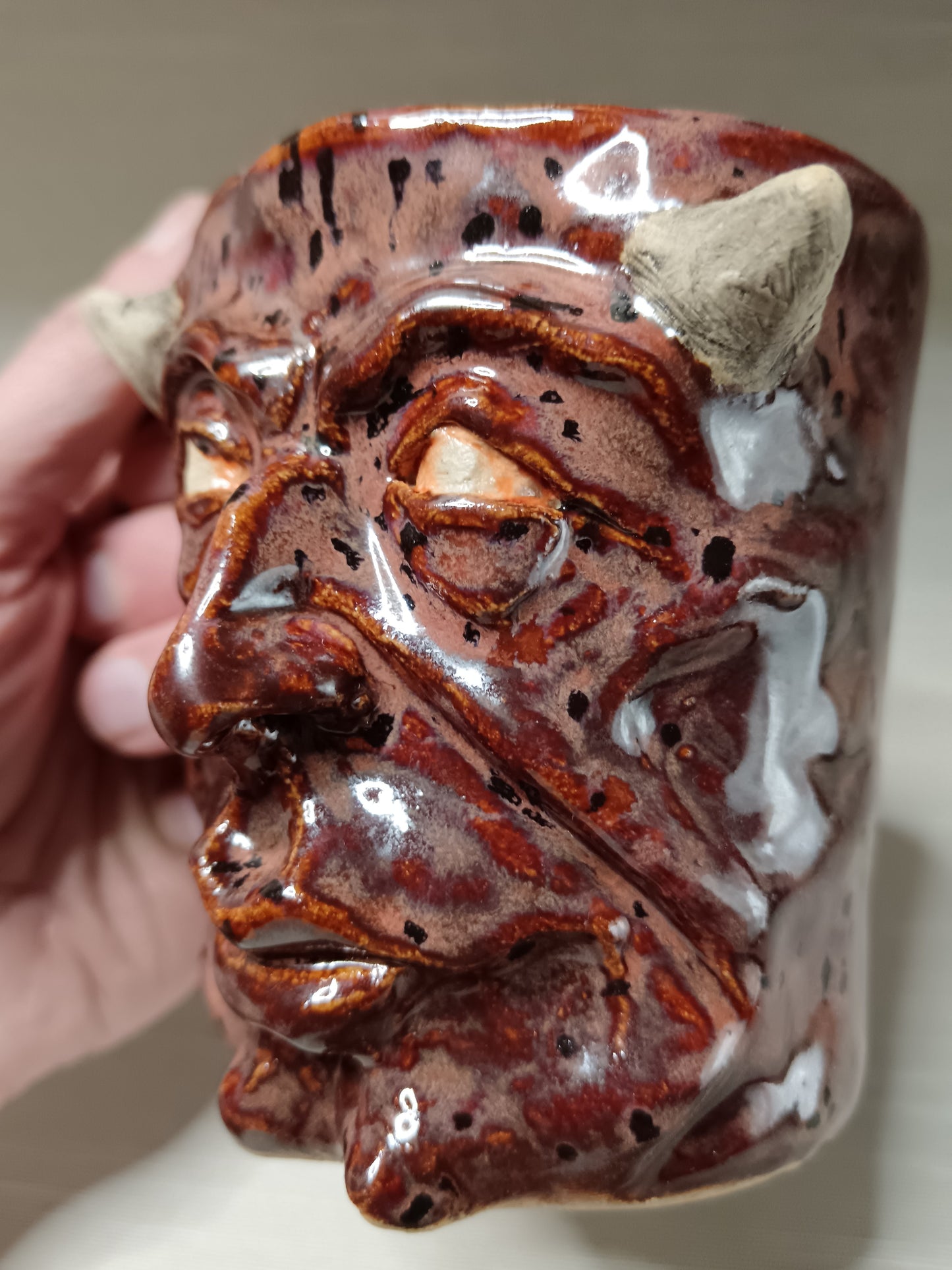 Strange Red Devil Mug - Weird Handmade Ceramic Monster Mug