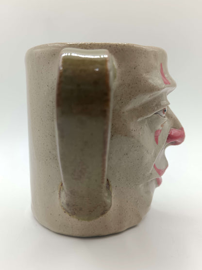Crazy Eye Clown Face Mug - Weird Handmade Ceramic Mug