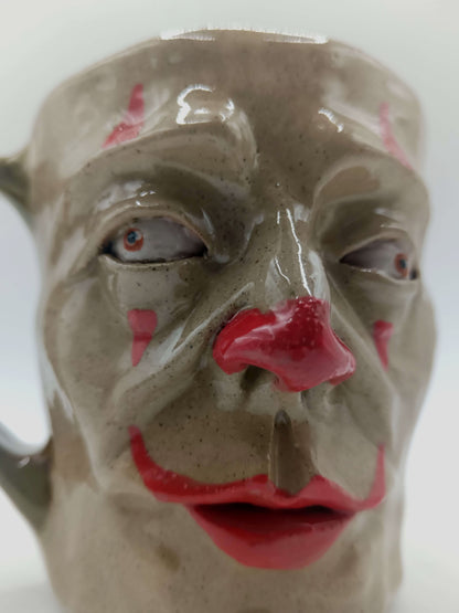 Crazy Eye Clown Face Mug - Weird Handmade Ceramic Mug