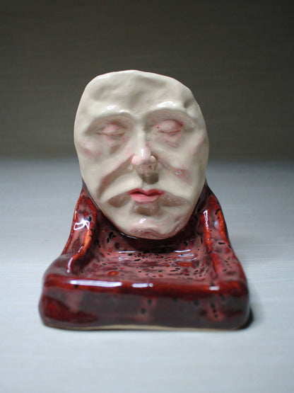 Death Mask Style Mini Altar / Trinket Holder - Handmade Ceramic Jewellery Dish / Tealight Holder