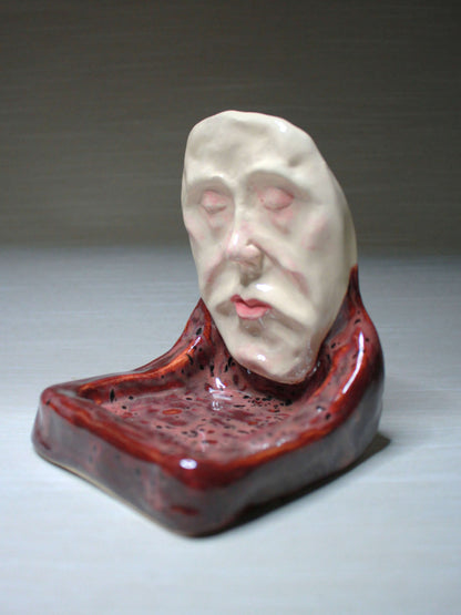 Death Mask Style Mini Altar / Trinket Holder - Handmade Ceramic Jewellery Dish / Tealight Holder