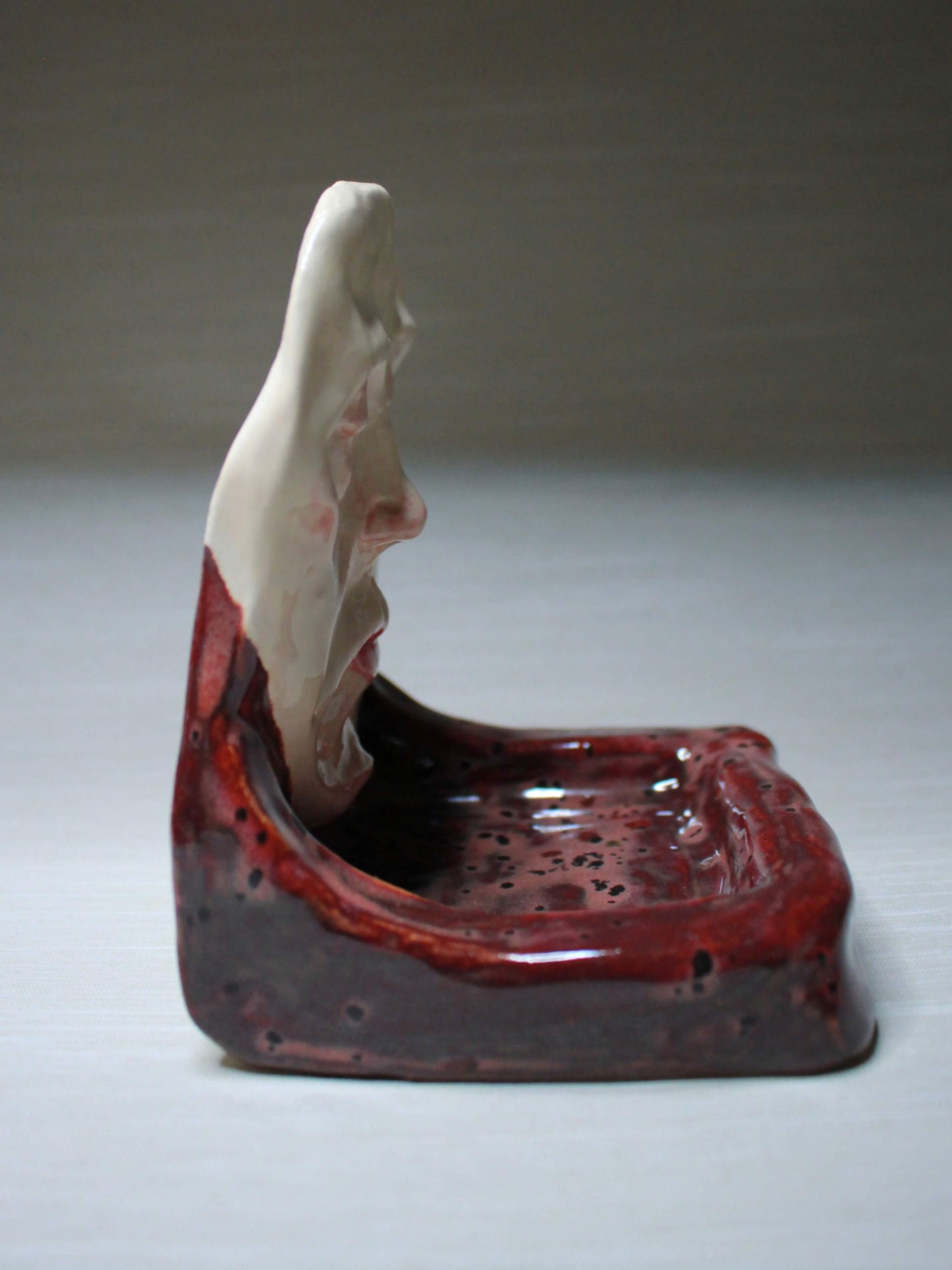 Death Mask Style Mini Altar / Trinket Holder - Handmade Ceramic Jewellery Dish / Tealight Holder