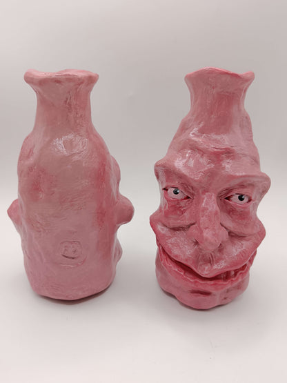 Quirky Hand Sculpted Grinning Face Vases
