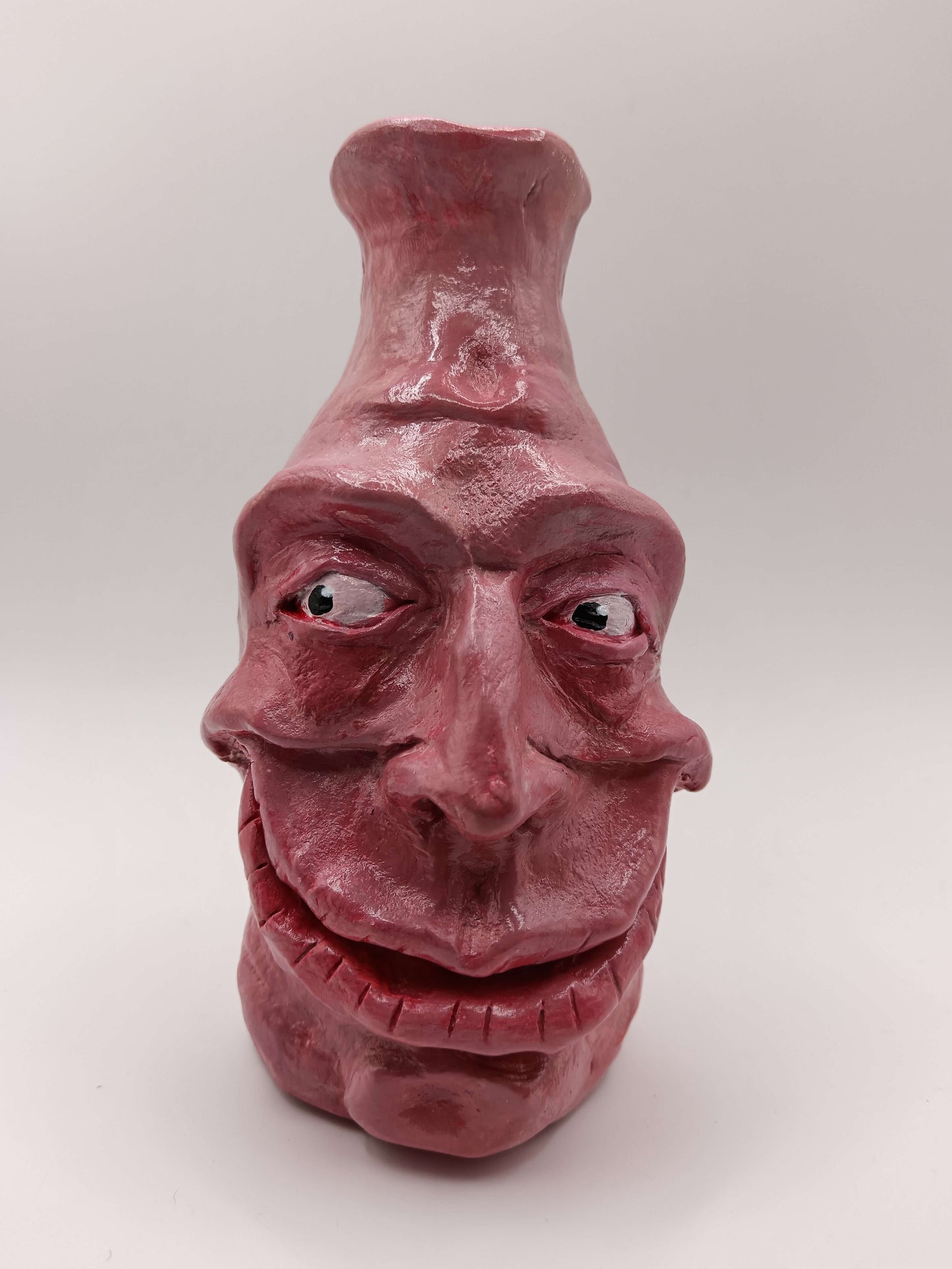 Quirky Hand Sculpted Grinning Face Vases