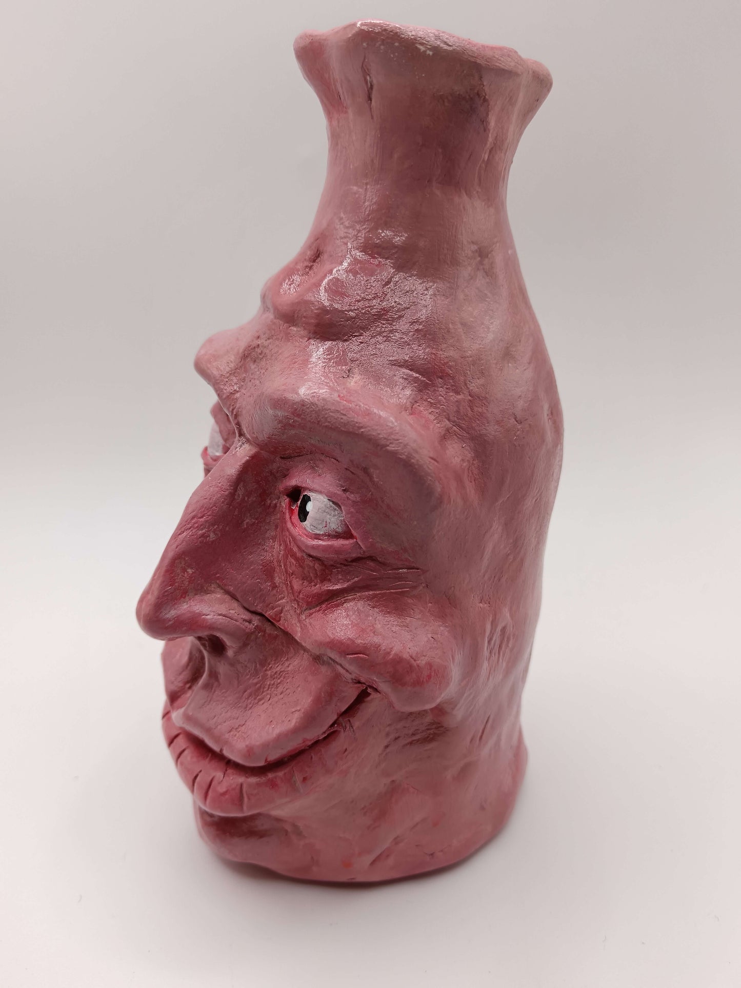 Quirky Hand Sculpted Grinning Face Vases