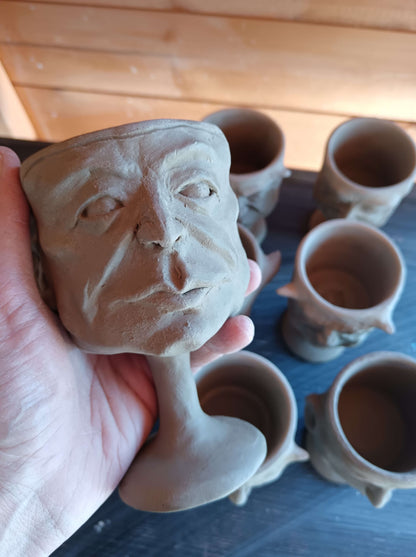 Orange (Closed Eyes) Ceramic Face Goblet - Small Handmade Ceramic Drinkware (Copy)