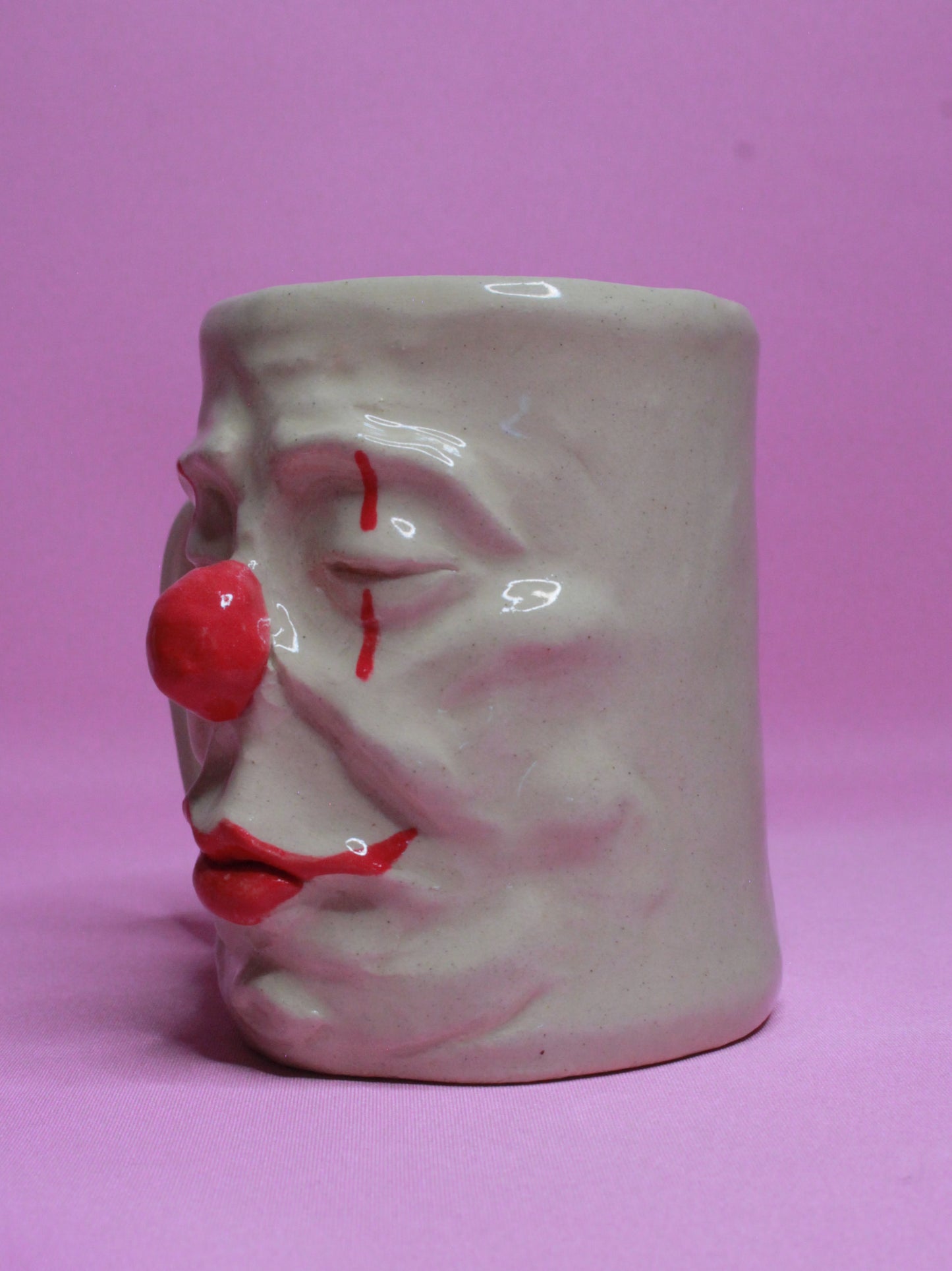 Sleepy Clown Face Tankard / Large Mug - Handmade Ceramic Drinkware
