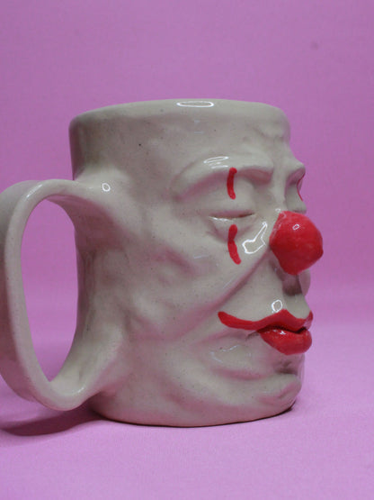 Sleepy Clown Face Tankard / Large Mug - Handmade Ceramic Drinkware