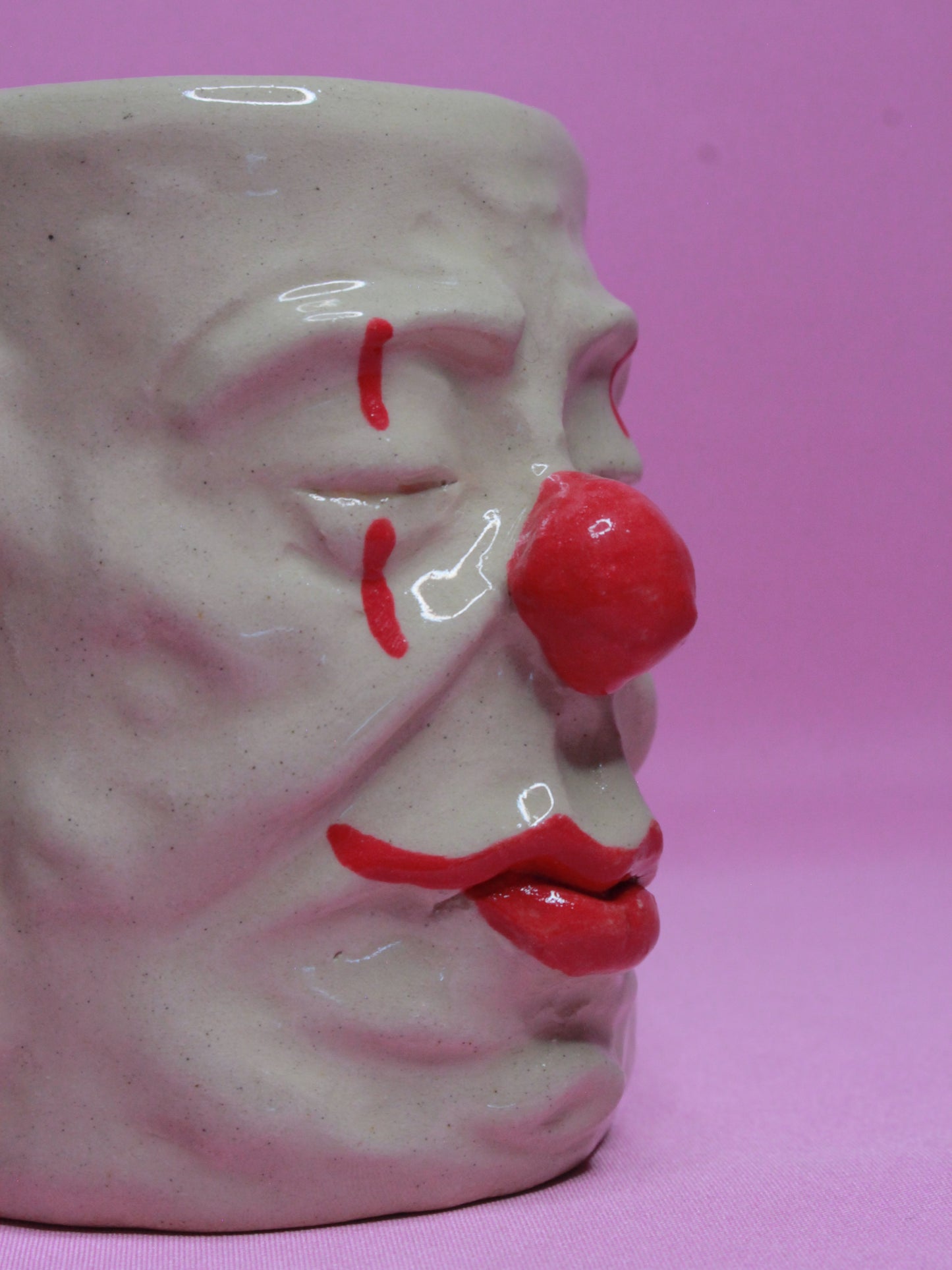 Sleepy Clown Face Tankard / Large Mug - Handmade Ceramic Drinkware