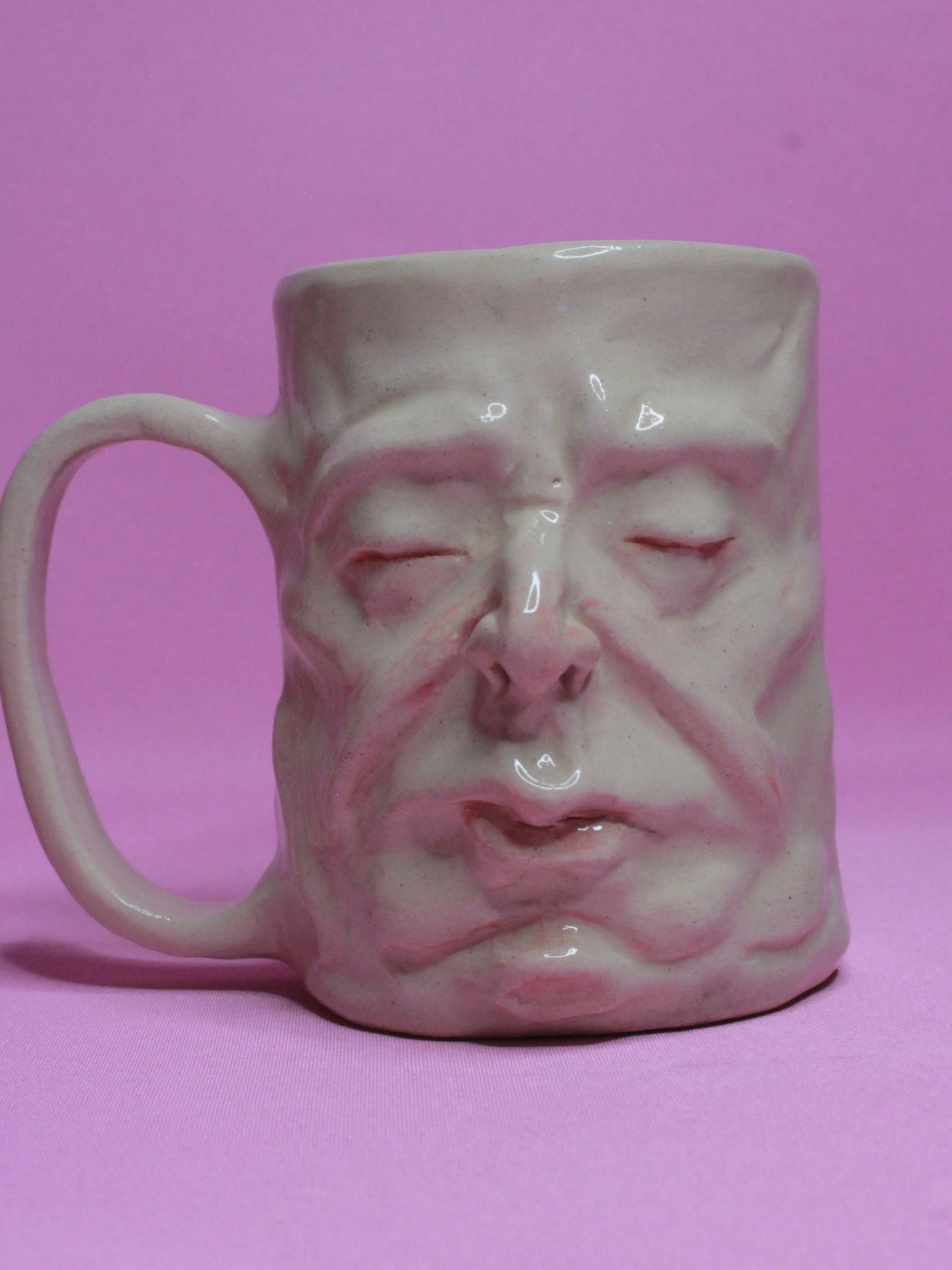 Sleepy White Face Tankard / Large Mug - Handmade Ceramic Drinkware (Copy)