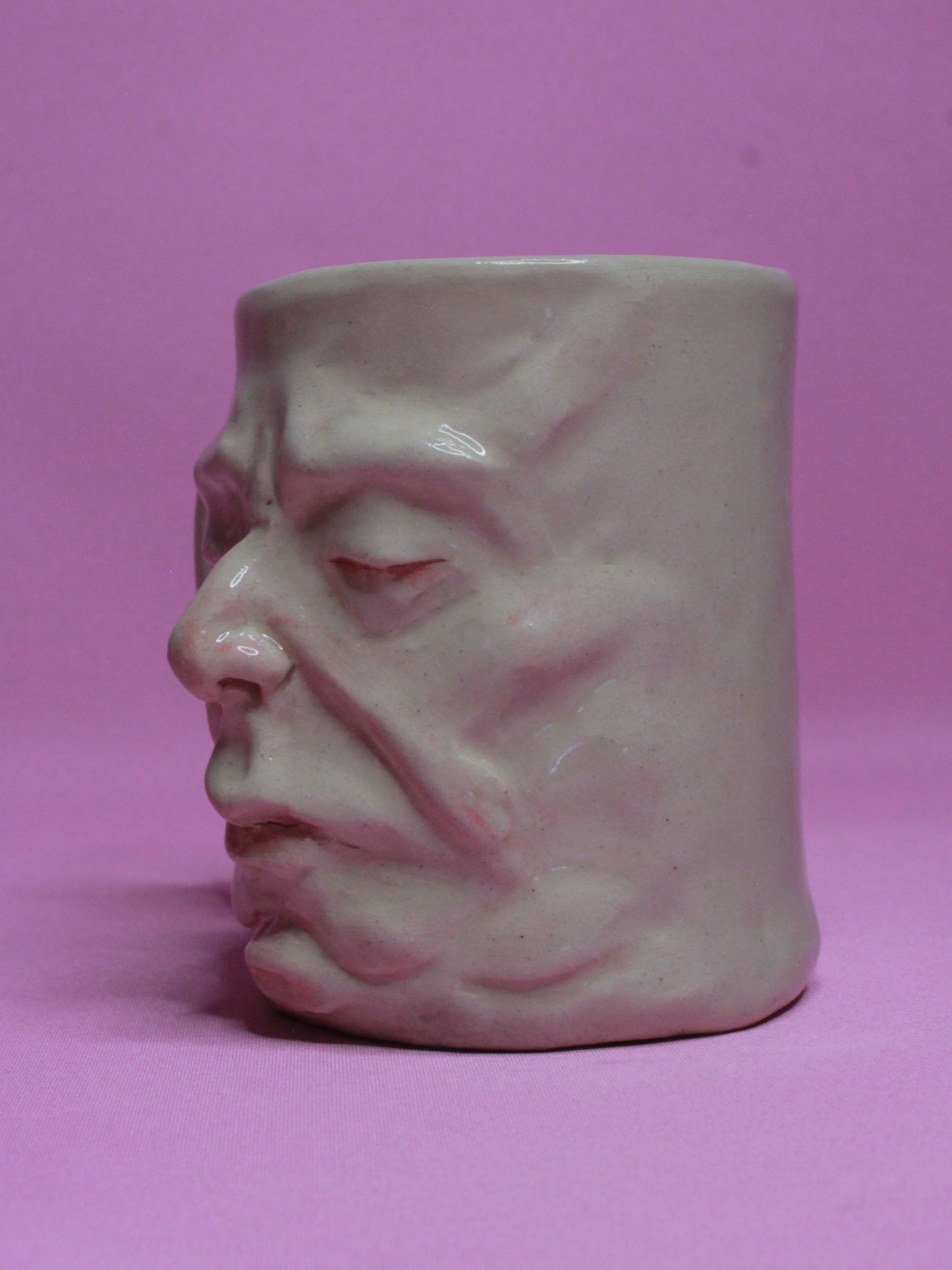 Sleepy White Face Tankard / Large Mug - Handmade Ceramic Drinkware (Copy)