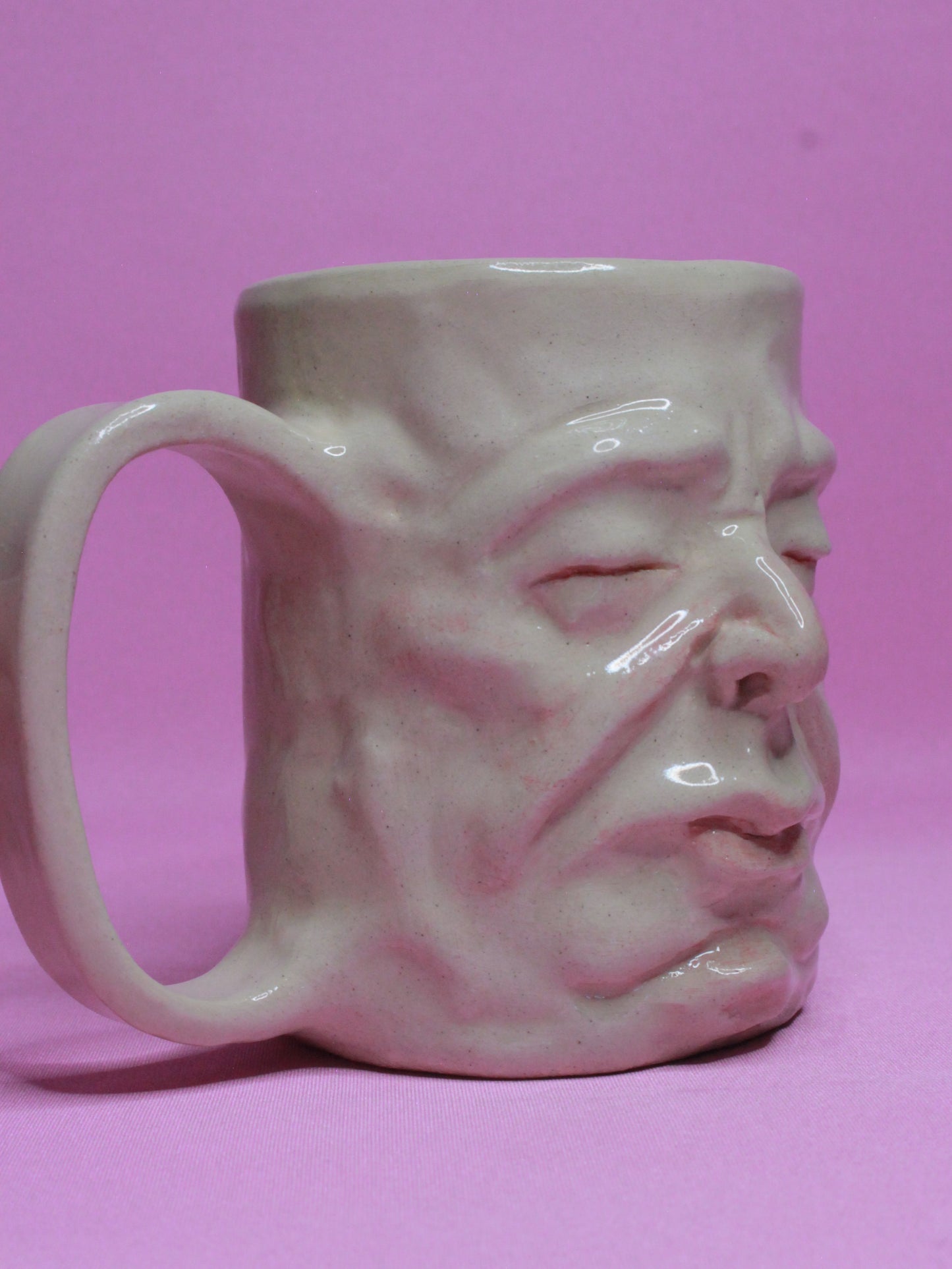 Sleepy White Face Tankard / Large Mug - Handmade Ceramic Drinkware (Copy)