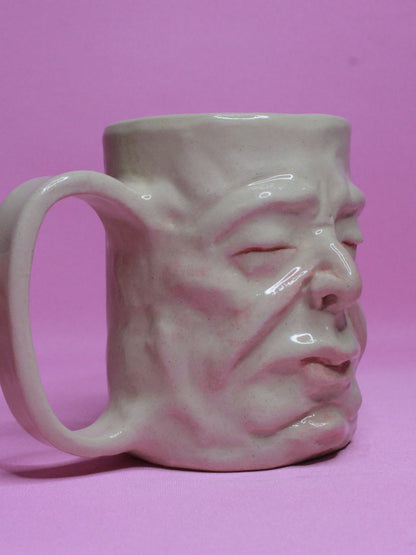Sleepy White Face Tankard / Large Mug - Handmade Ceramic Drinkware (Copy)