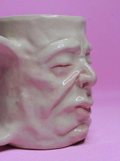 Sleepy White Face Tankard / Large Mug - Handmade Ceramic Drinkware (Copy)