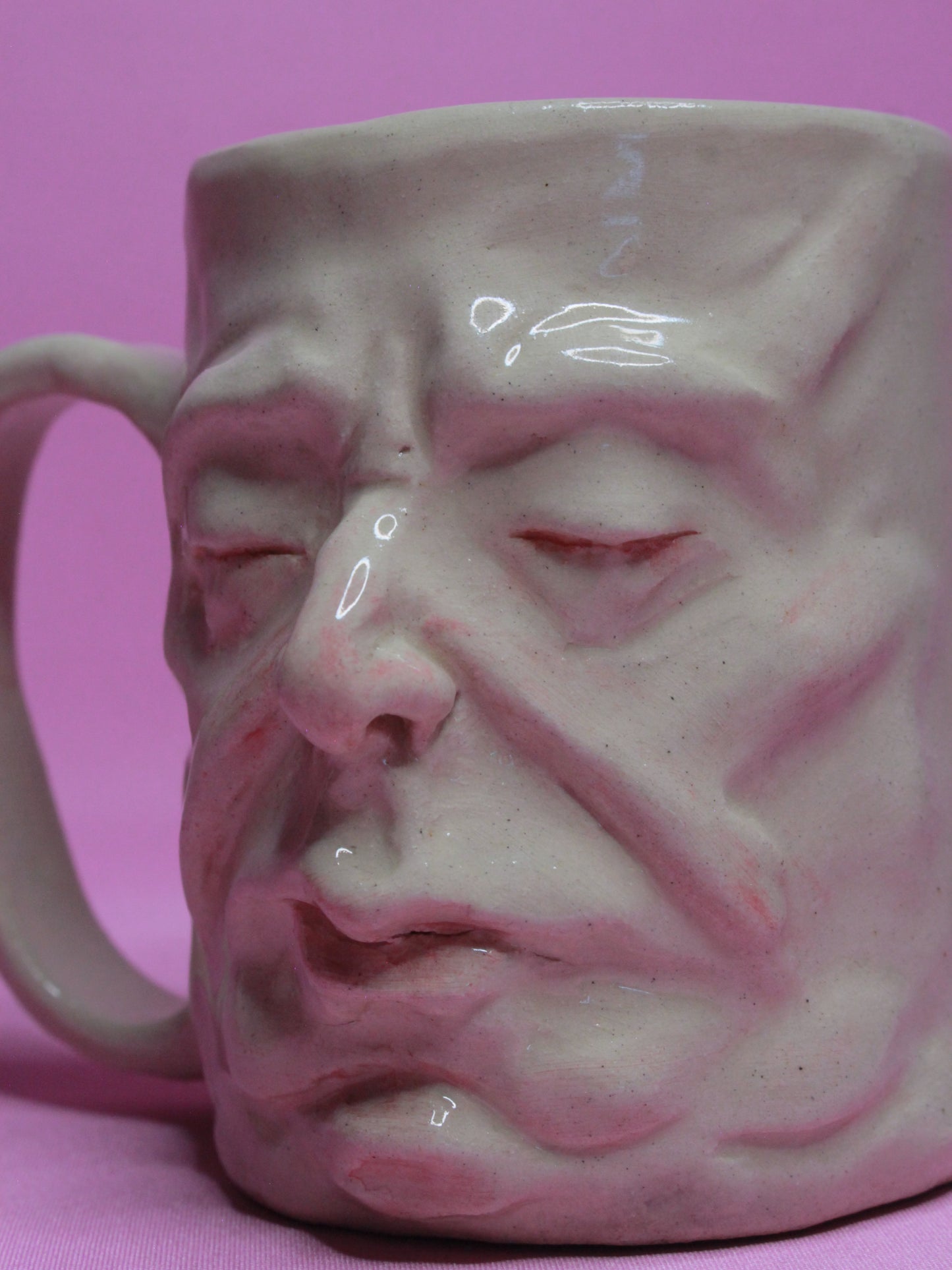 Sleepy White Face Tankard / Large Mug - Handmade Ceramic Drinkware (Copy)