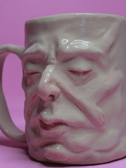 Sleepy White Face Tankard / Large Mug - Handmade Ceramic Drinkware (Copy)