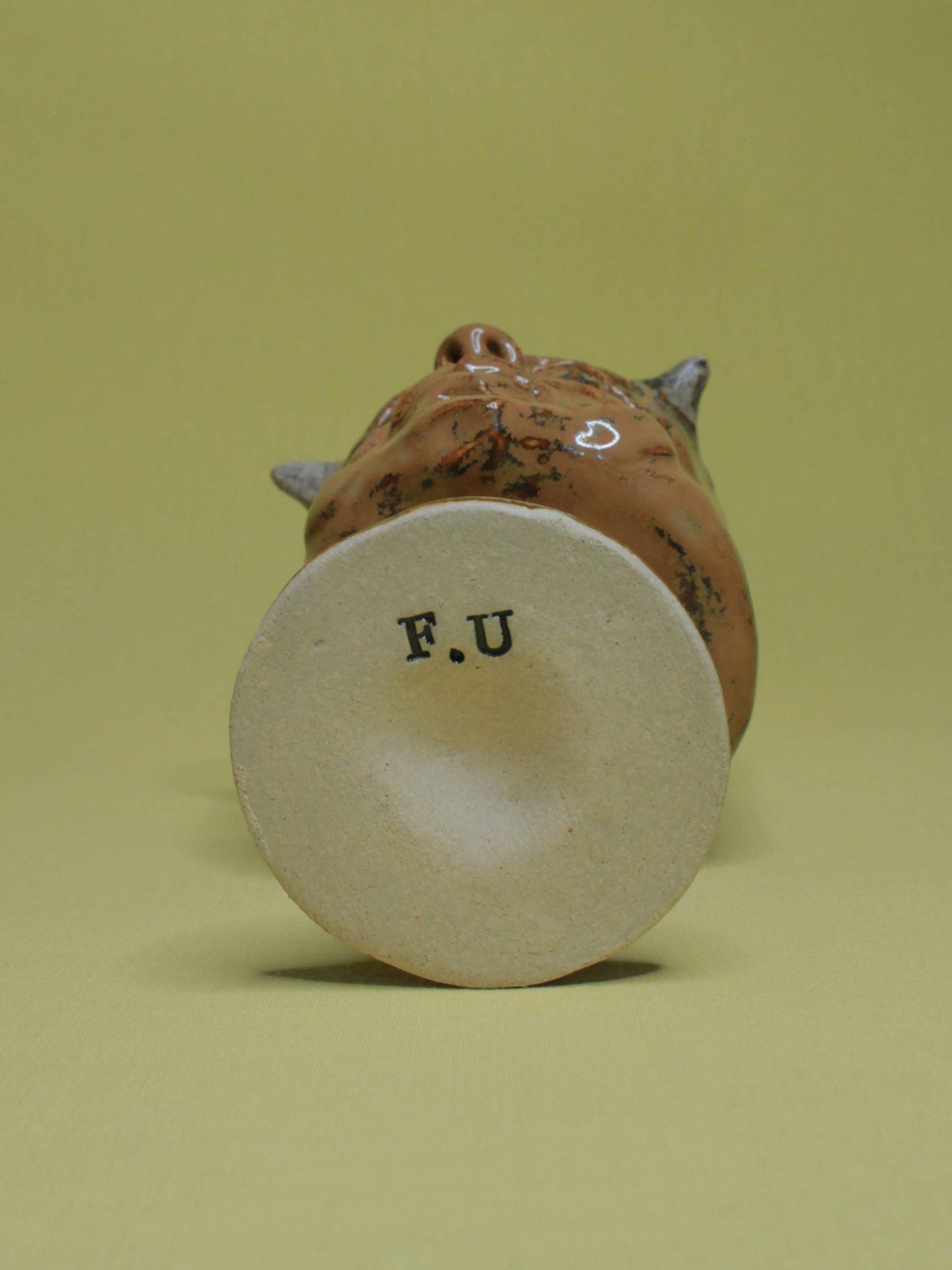 Brown Devil Ceramic Face Goblet - Small Handmade Ceramic Drinkware