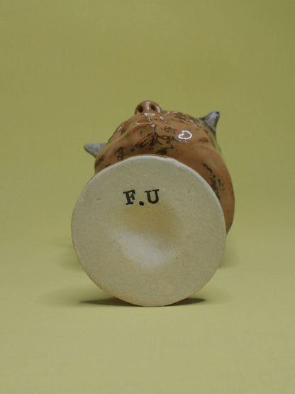 Brown Devil Ceramic Face Goblet - Small Handmade Ceramic Drinkware