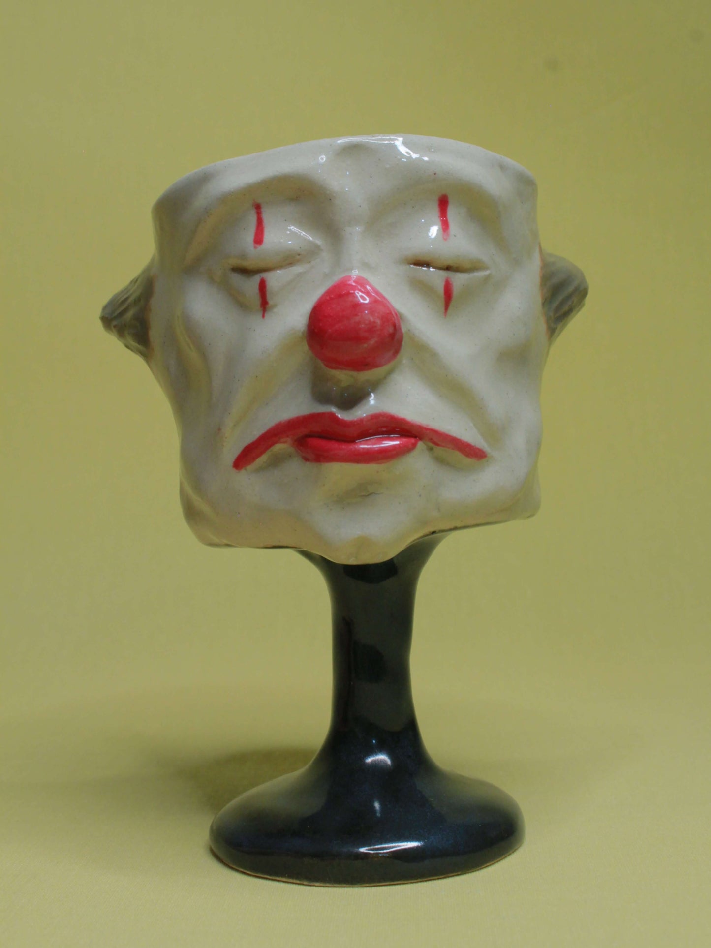 Sleeping Clown Ceramic Face Goblet - Small Handmade Ceramic Drinkware