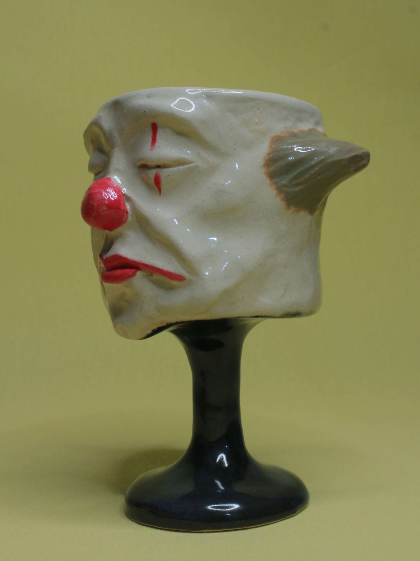 Sleeping Clown Ceramic Face Goblet - Small Handmade Ceramic Drinkware