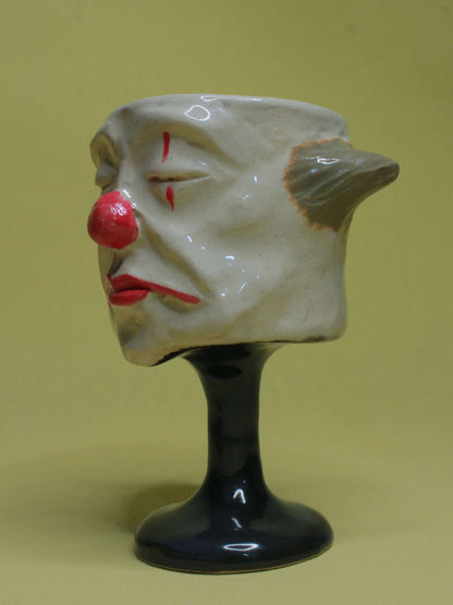Sleeping Clown Ceramic Face Goblet - Small Handmade Ceramic Drinkware
