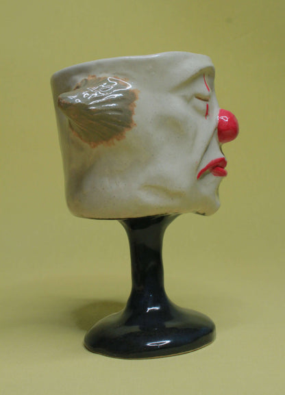 Sleeping Clown Ceramic Face Goblet - Small Handmade Ceramic Drinkware